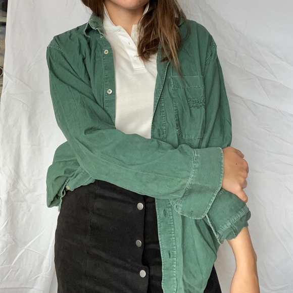 Green button down long sleeve t-shirt vintage - Picture 5 of 12